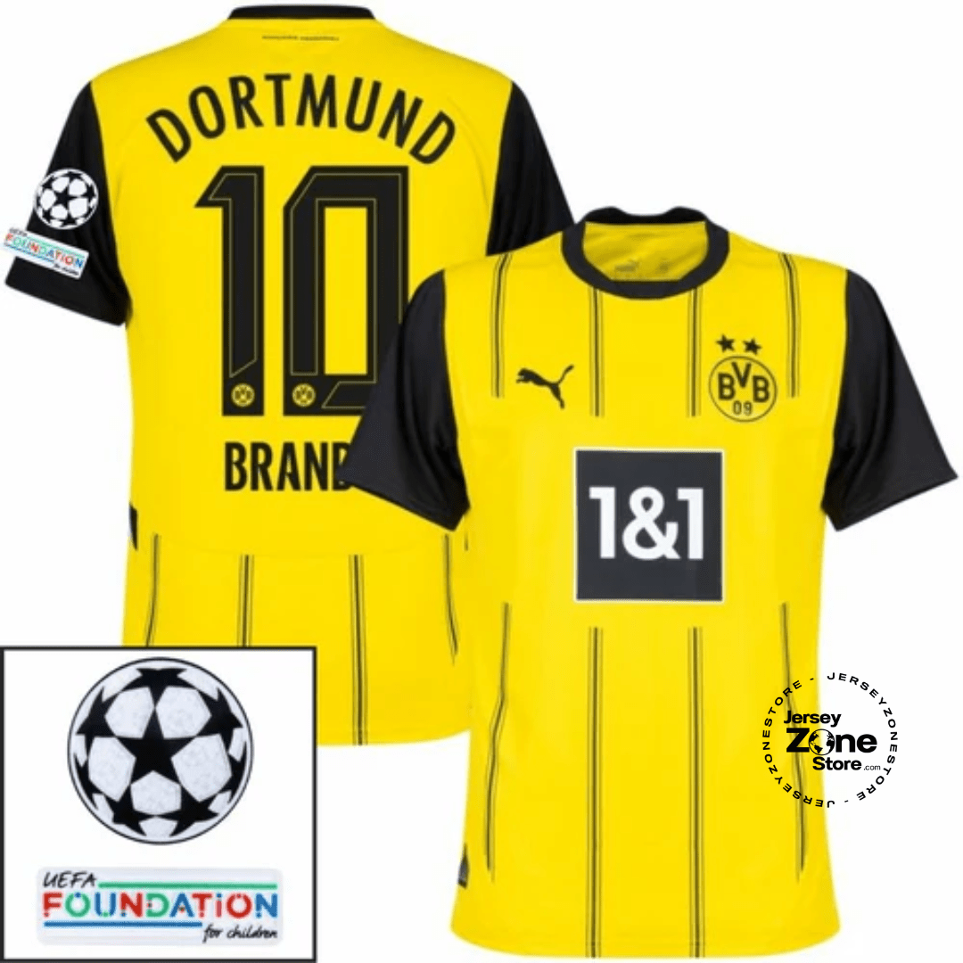 Borussia Dortmund Brandt 10 Home 2024/25 Patches UCL UEFA Foundation (Official Printing) - FutStore