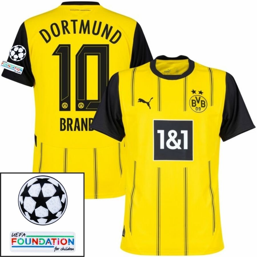 Borussia Dortmund Home 2024/25 Patches UCL UEFA Foundation (Official Printing) - FutStore