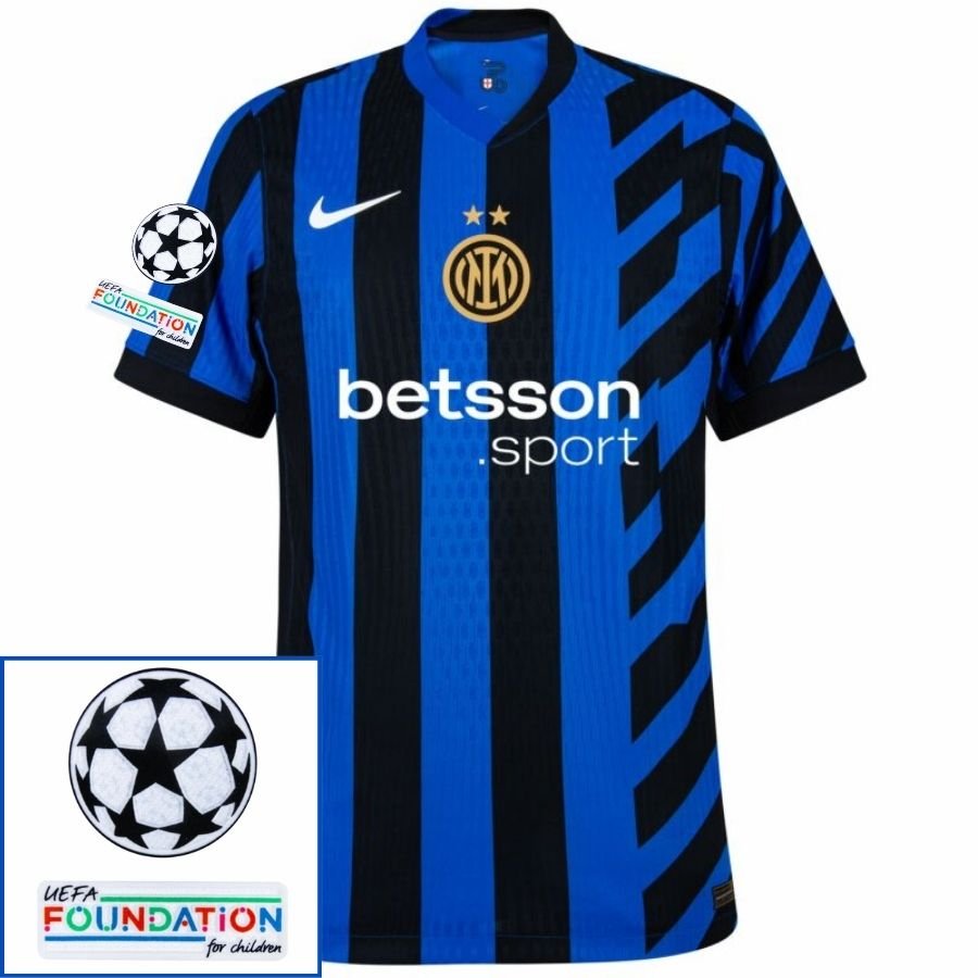 Inter Milan Dimarco 32 Home 2024/25 Patches UCL UEFA Foundation (Official Printing) - FutStore