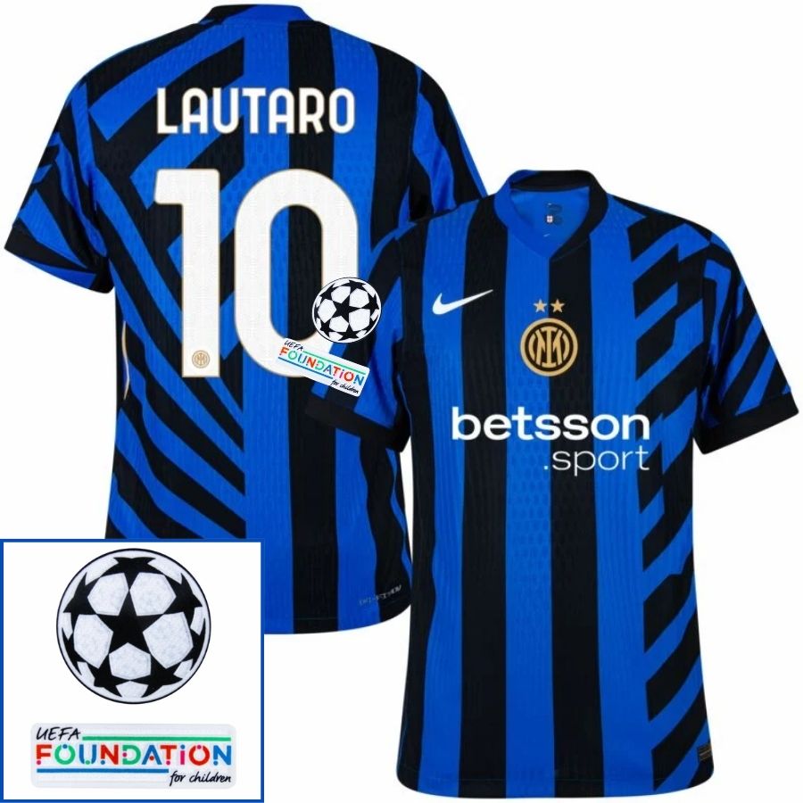 Inter Milan Lautaro 10 Home 2024/25 Patches UCL UEFA Foundation (Official Printing) - FutStore