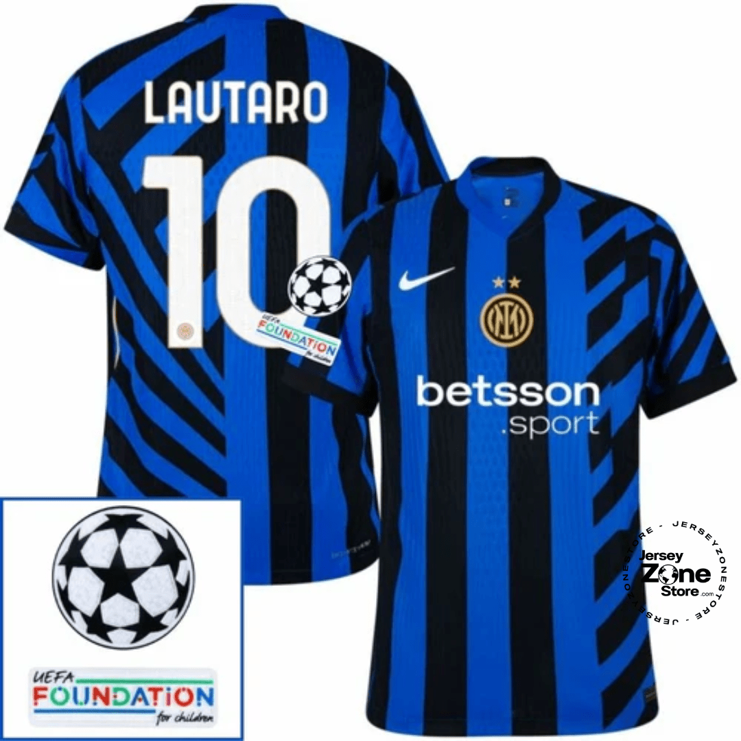 Inter Milan Lautaro 10 Home 2024/25 Patches UCL UEFA Foundation (Official Printing) - FutStore