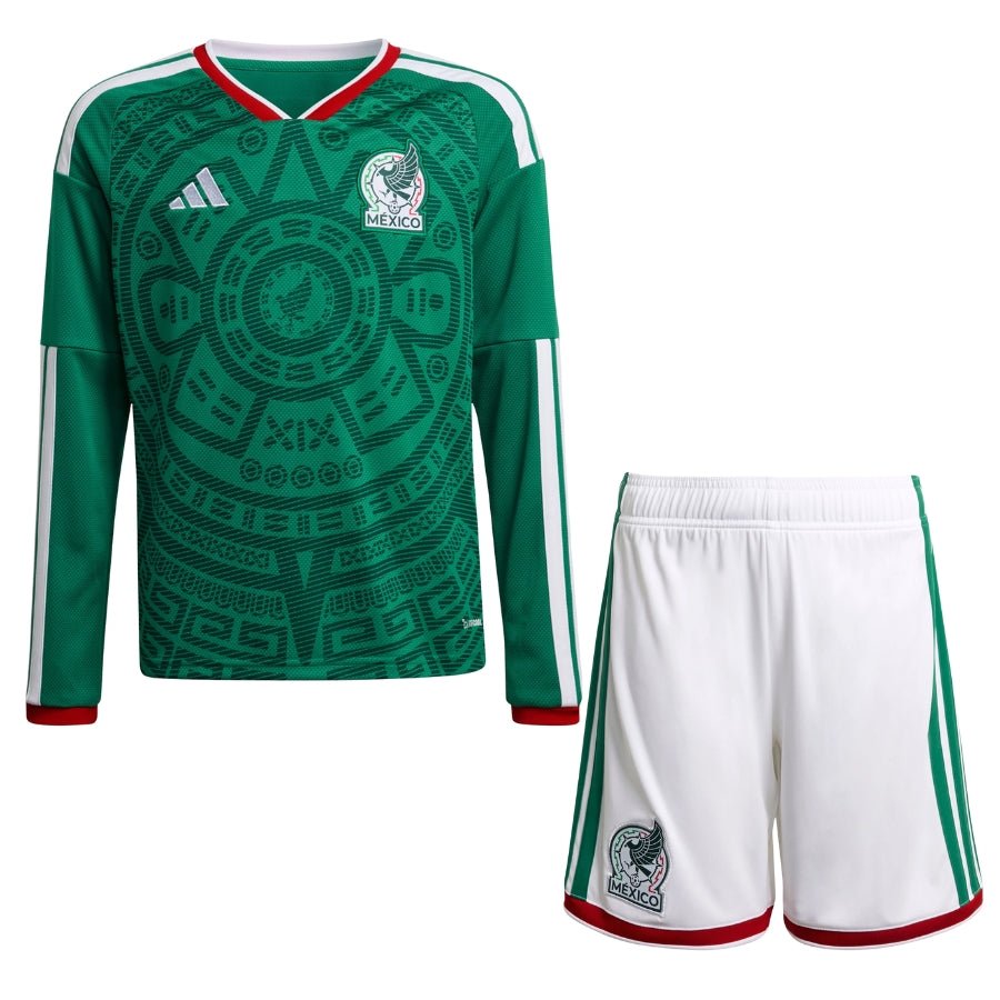 Kids kit Mexico Home Fan Jersey Long Sleeve Shirt 2026 World Cup - FutStore