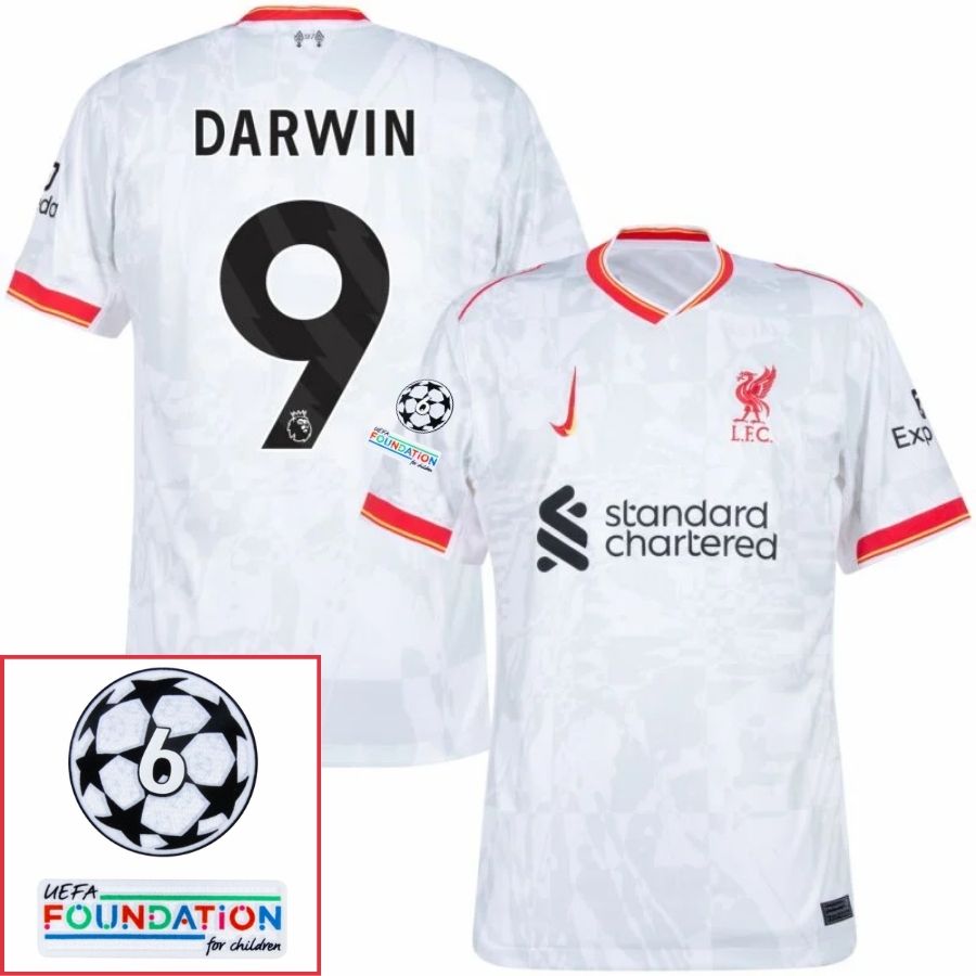 Liverpool Darwin 9 Away 2024/25 Patches UCL UEFA Foundation (Official Printing) - FutStore