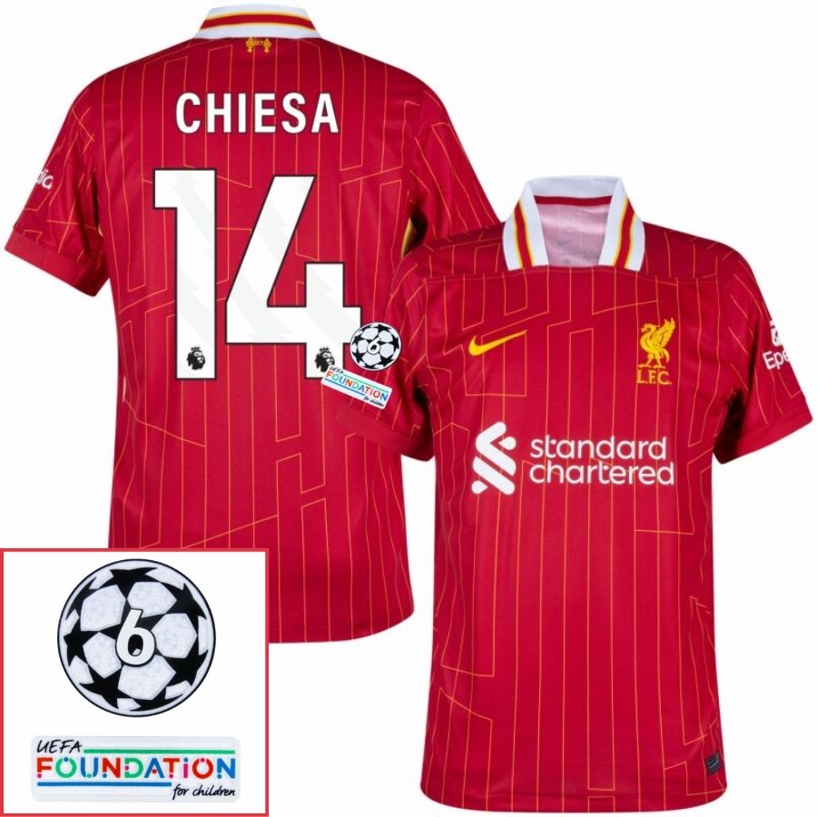 Liverpool Home 2024/25 Patches UCL UEFA Foundation (Official Printing) - FutStore