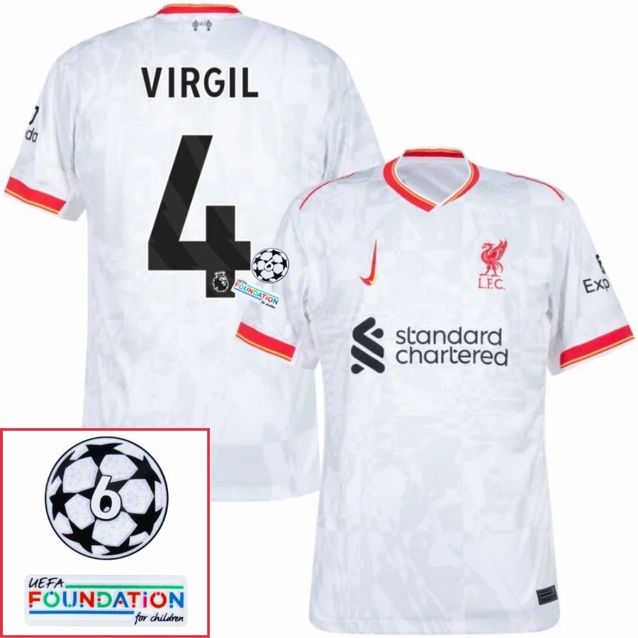 Liverpool Virgil 4 Away 2024/25 Patches UCL UEFA Foundation (Official Printing) - FutStore