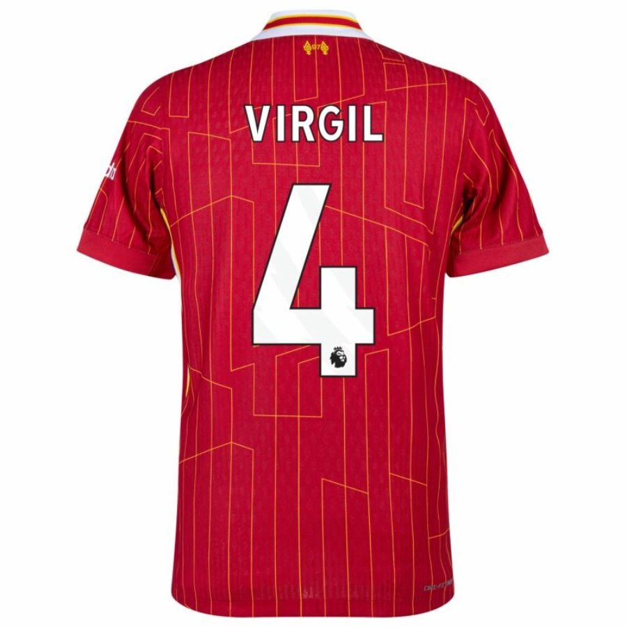 Liverpool Virgil 4 Home 2024/25 Patches UCL UEFA Foundation (Official Printing) - FutStore