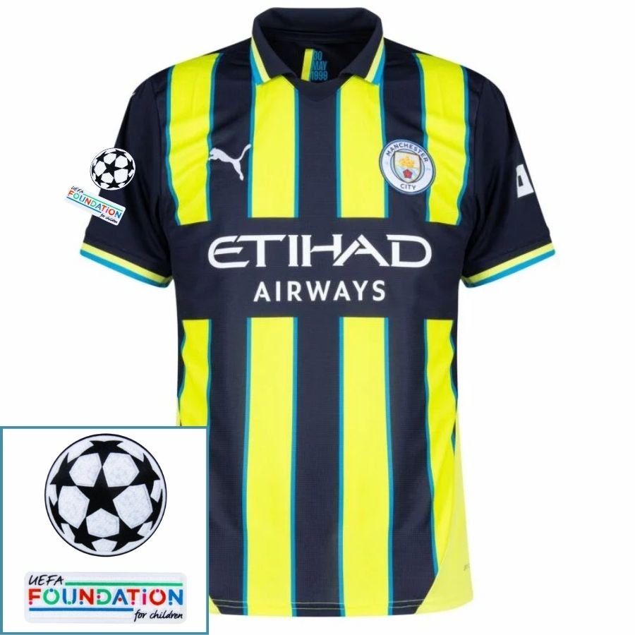 Manchester City Away 2024/25 Patches UCL UEFA Foundation (Official Printing) - FutStore