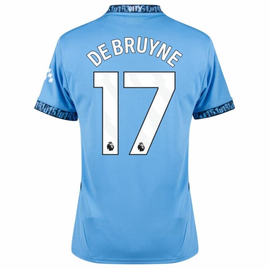 Manchester City De Bruyne 17 Home 2024/25 Patches UCL UEFA Foundation (Official Printing) - FutStore