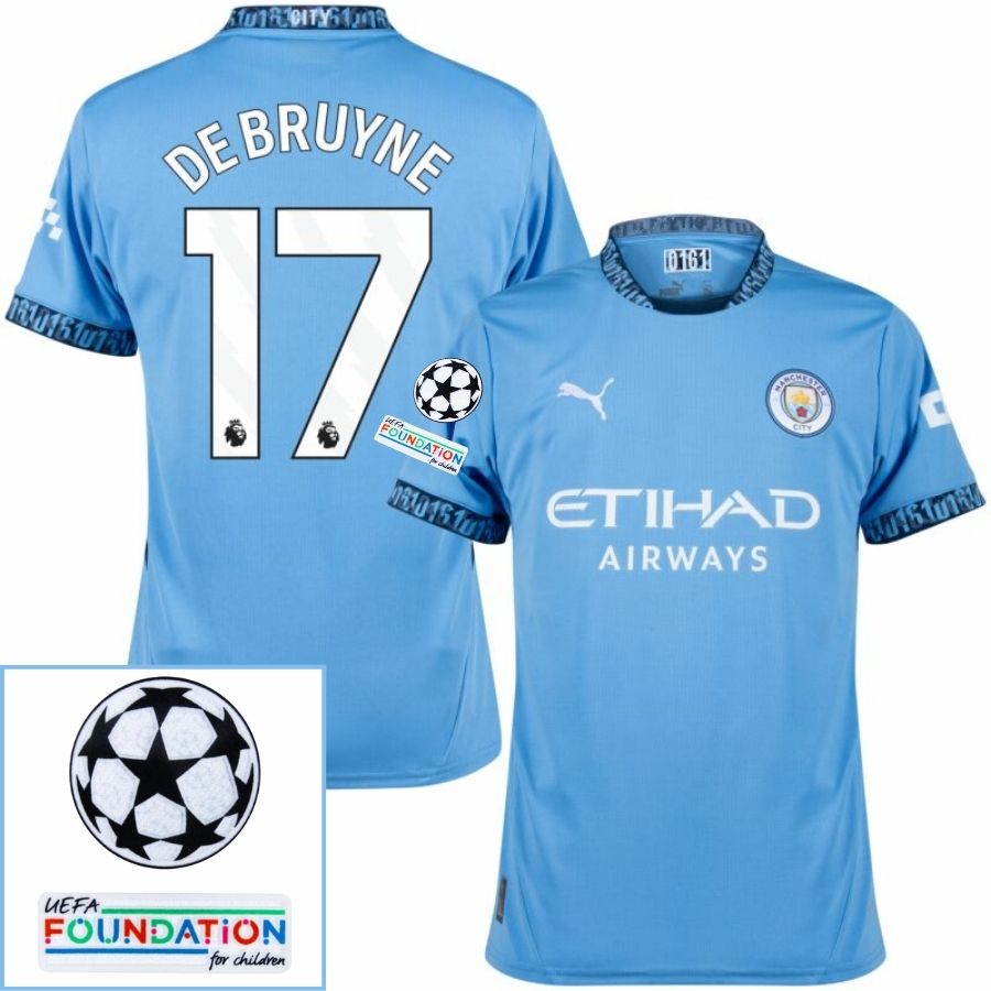 Manchester City Home 2024/25 Patches UCL UEFA Foundation (Official Printing) - FutStore