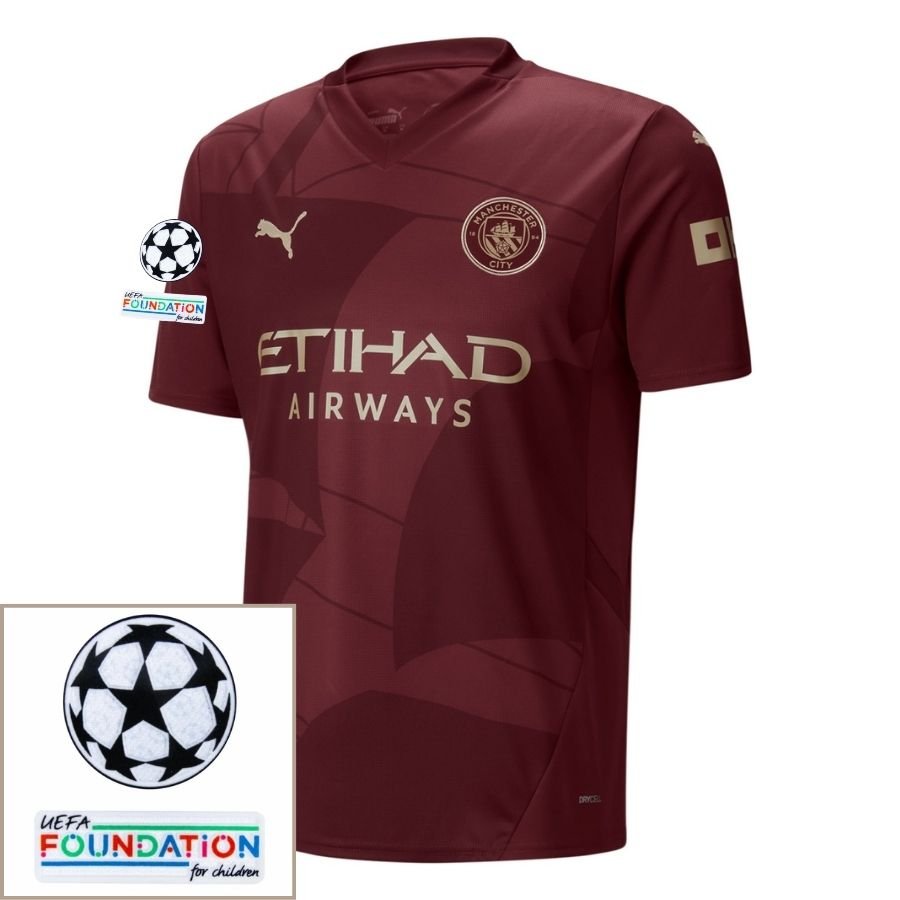 Manchester City Third 2024/25 Patches UCL UEFA Foundation (Official Printing) - FutStore