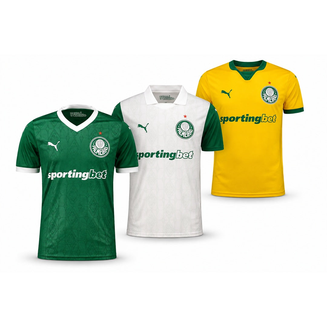 Palmeiras Home, Away e Third 2025/26 - Kit 3 - Fan Version - FutStore