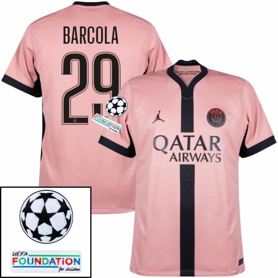 Paris Saint - Germain Barcola 29 Fan Jersey Third Jordan 2023/24 Patches UCL UEFA Foundation (Official Printing) - FutStore