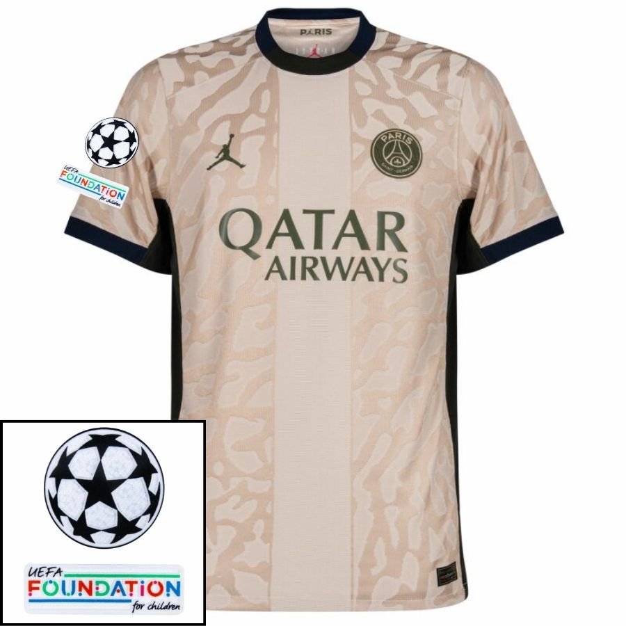 Paris Saint - Germain Fan Jersey Fourth Jordan 2023/24 Patches UCL UEFA Foundation (Official Printing) - FutStore