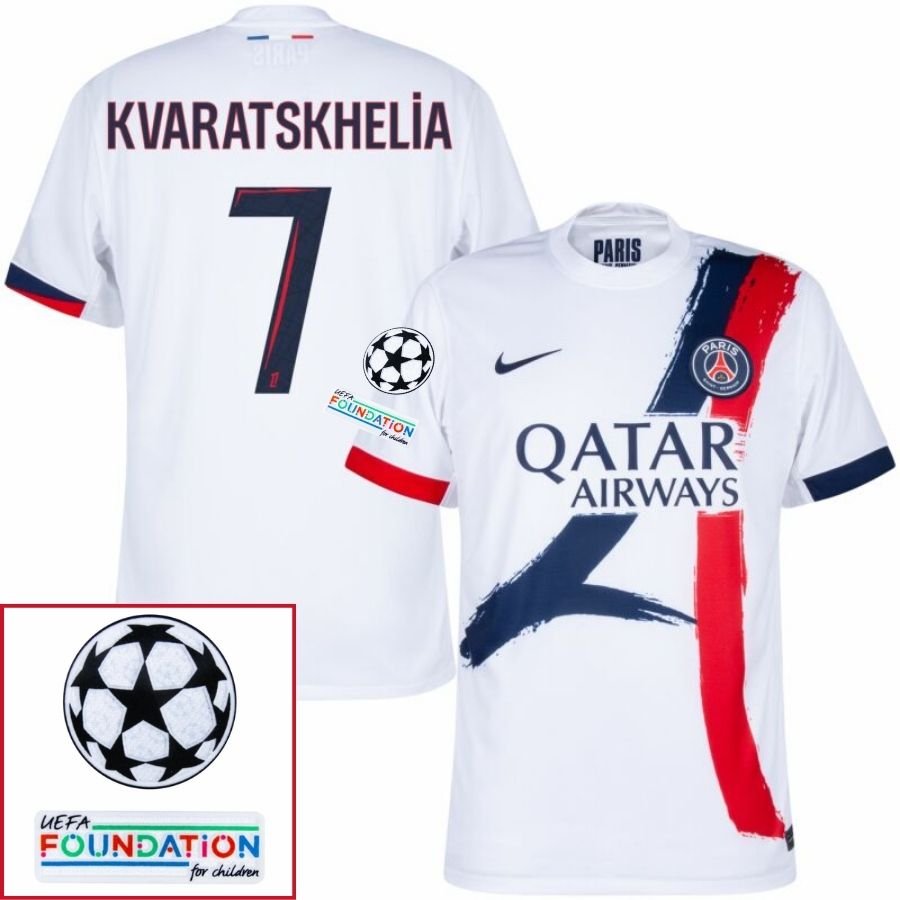 Paris Saint - Germain Kvaratskhelia 7 Fan Jersey Away 2024/25 Patches UCL UEFA Foundation (Official Printing) - FutStore