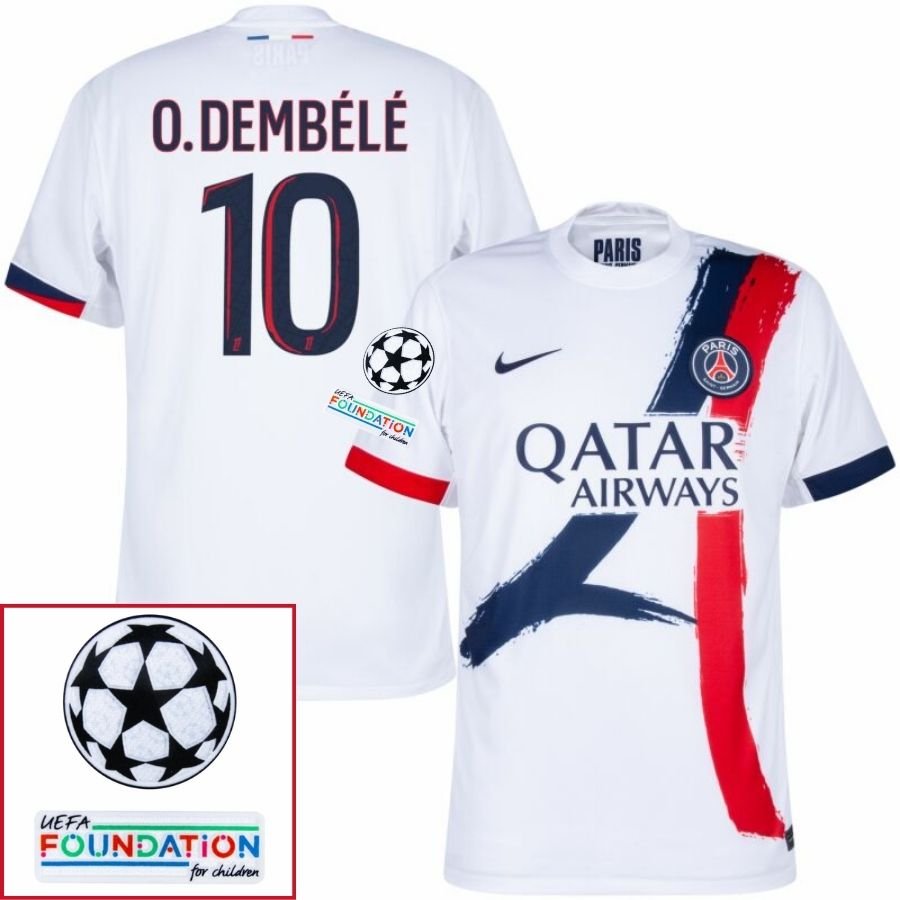 Paris Saint - Germain O.DEMBELE 10 Fan Jersey Away 2024/25 Patches UCL UEFA Foundation (Official Printing) - FutStore