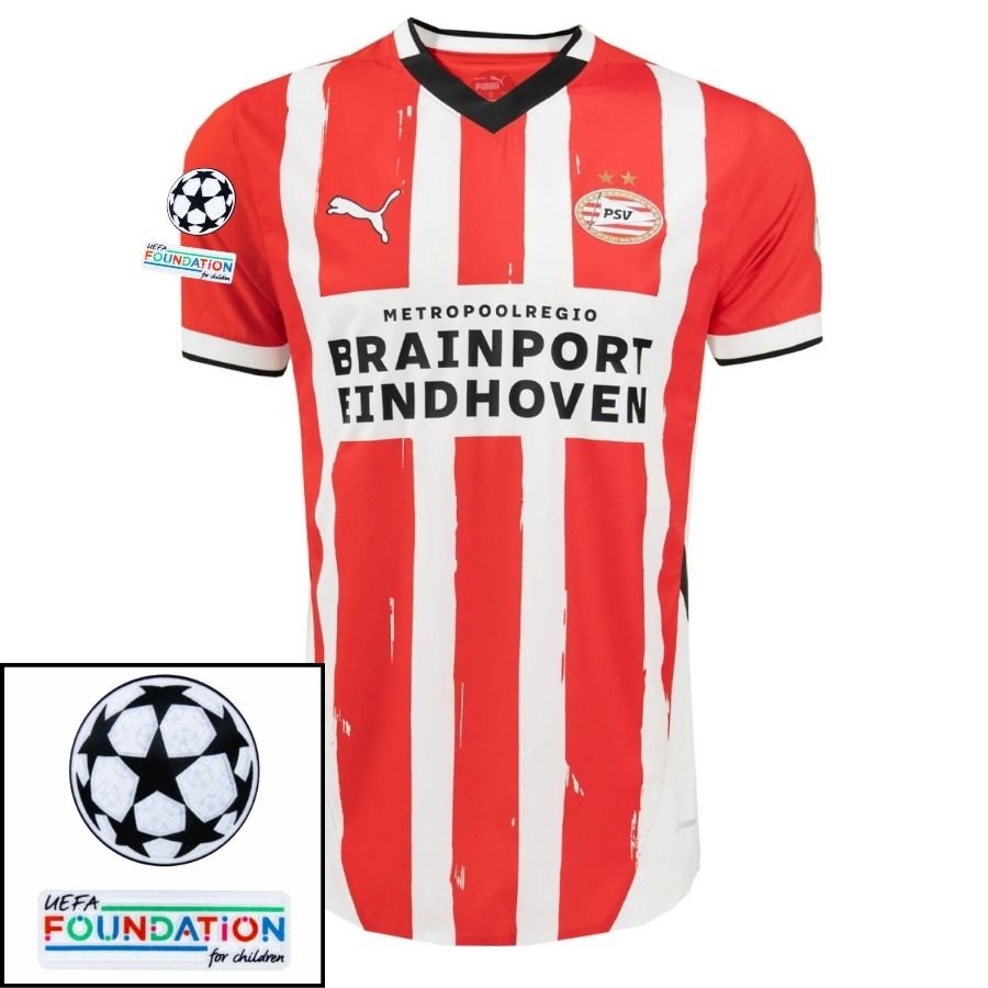 PSV Eindhoven Fan Jersey Home 2024/25 Patches UCL UEFA Foundation (Official Printing) - FutStore
