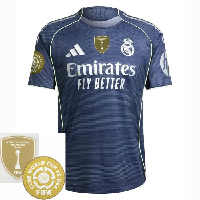 Real Madrid Away Fan Jersey 2025/26 - Patch 2025 Club World Cup + FIFA Intercontinental Champions - FutStore