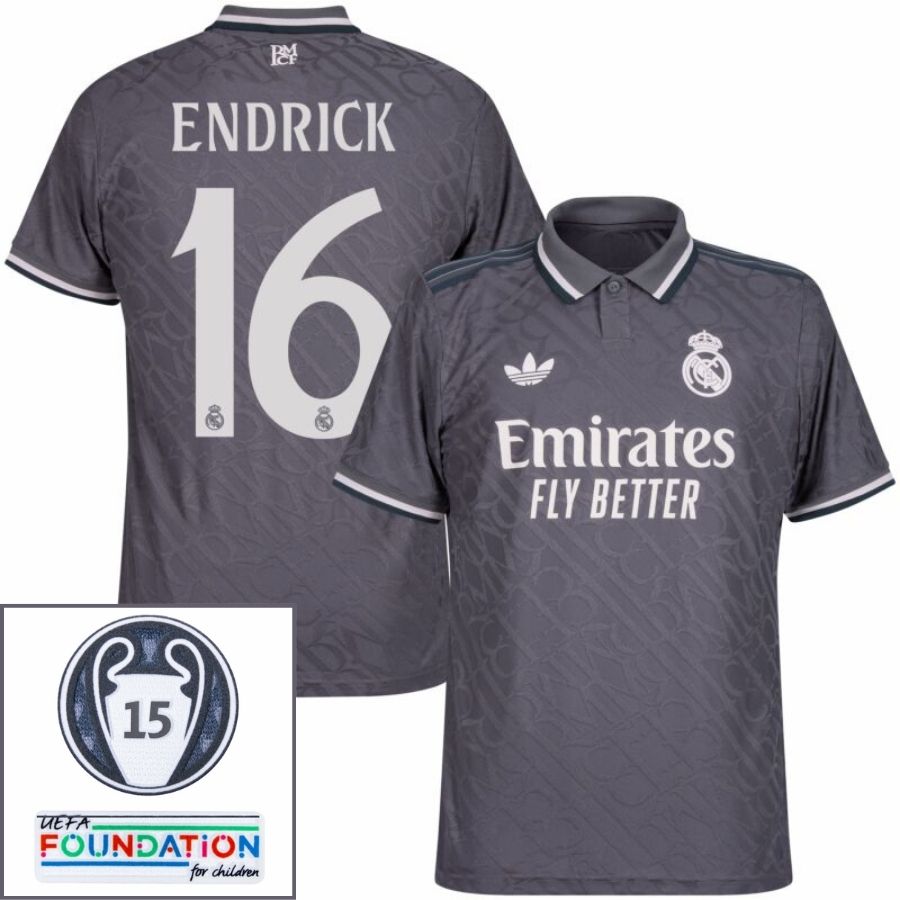 Real Madrid Endrick 16 Third Fan Jersey 2024/25 Patches UCL UEFA Foundation (Official Printing) - FutStore