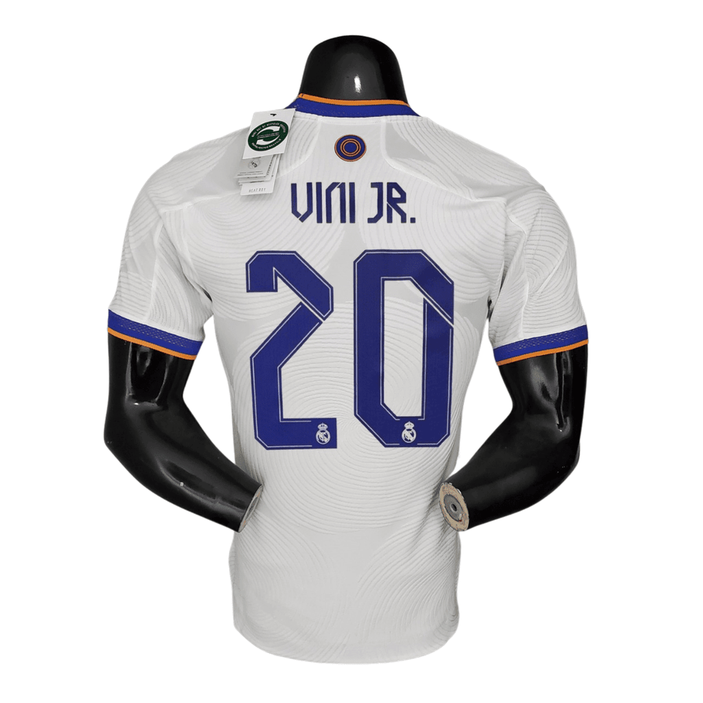 Real Madrid Home Authentic Player [Slim Fit] Player [Slim Fit] Player [Slim Fit] Player 2021/22 Vini JR. 20 FIFA WCC Patch UCL UEFA Foundation Patches - Slim Fit - FutStore