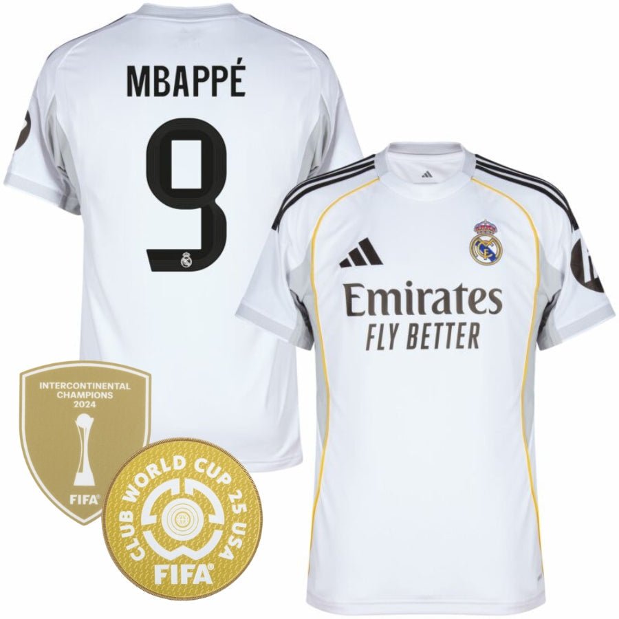 Real Madrid Mbappé 9 Home Fan Jersey 2025/26 Patch Club World Cup - FutStore