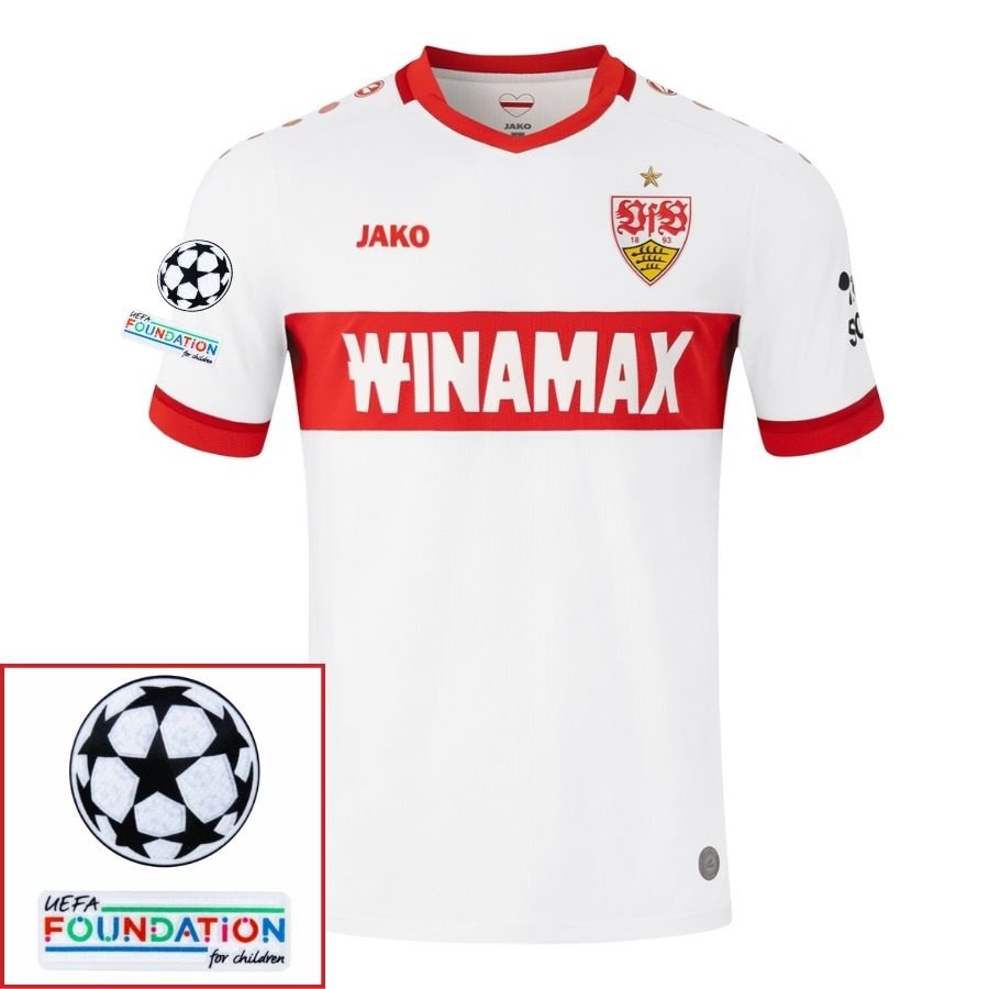VfB Stuttgart Home Fan Jersey 2024/25 Patches UCL UEFA Foundation (Official Printing) - FutStore